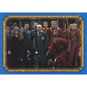 Hermiona, Draco, Harry a Nebelvírský a Zmijozelský famfrpálový tým