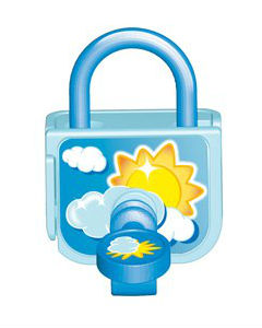 Modrý visací zámek